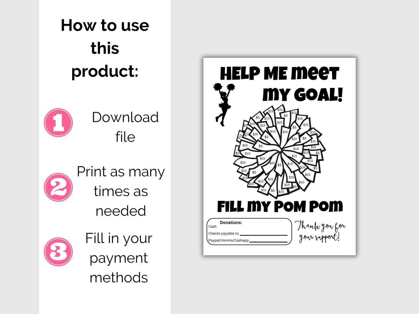 Fill My Pom Pom Fundraiser Template