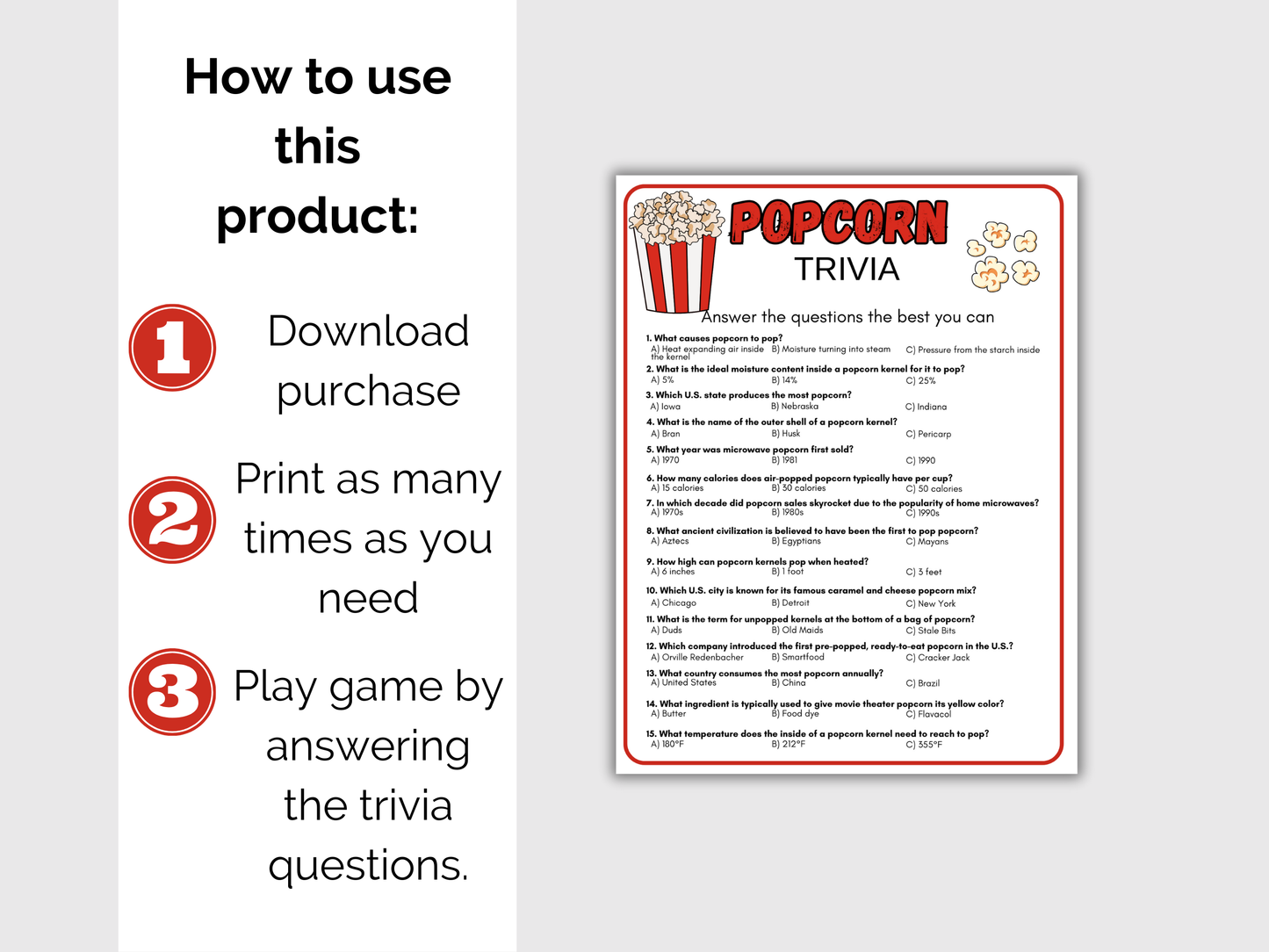 Popcorn Trivia Game