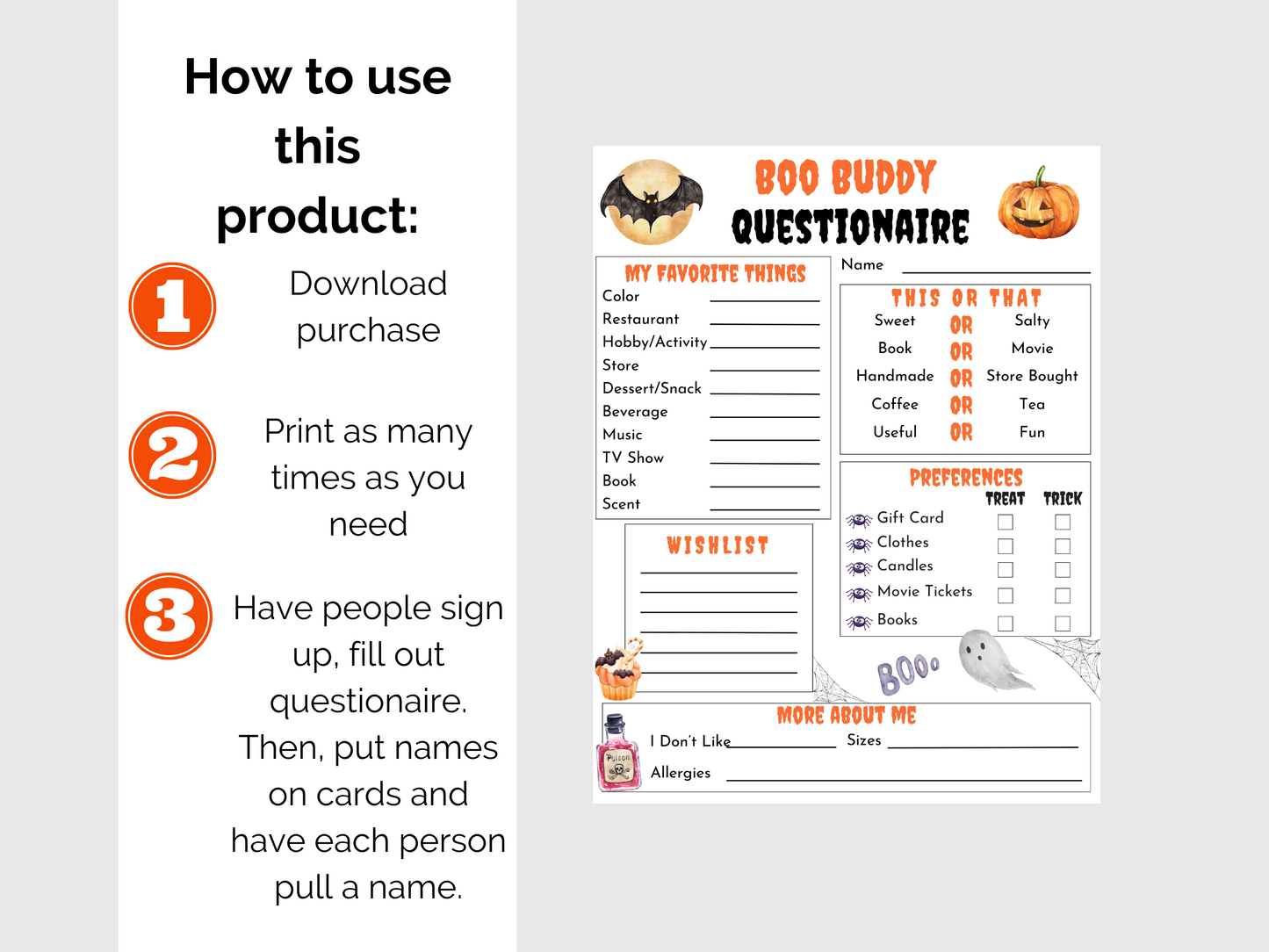 Halloween Boo Buddy Questionnaire
