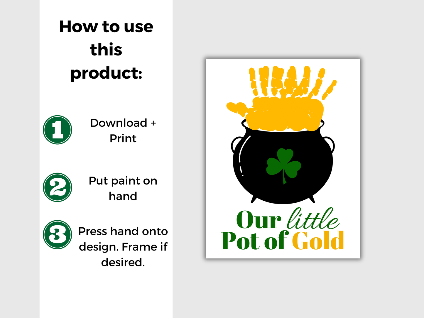 St Patricks' Day Pot of Gold Handprint Art
