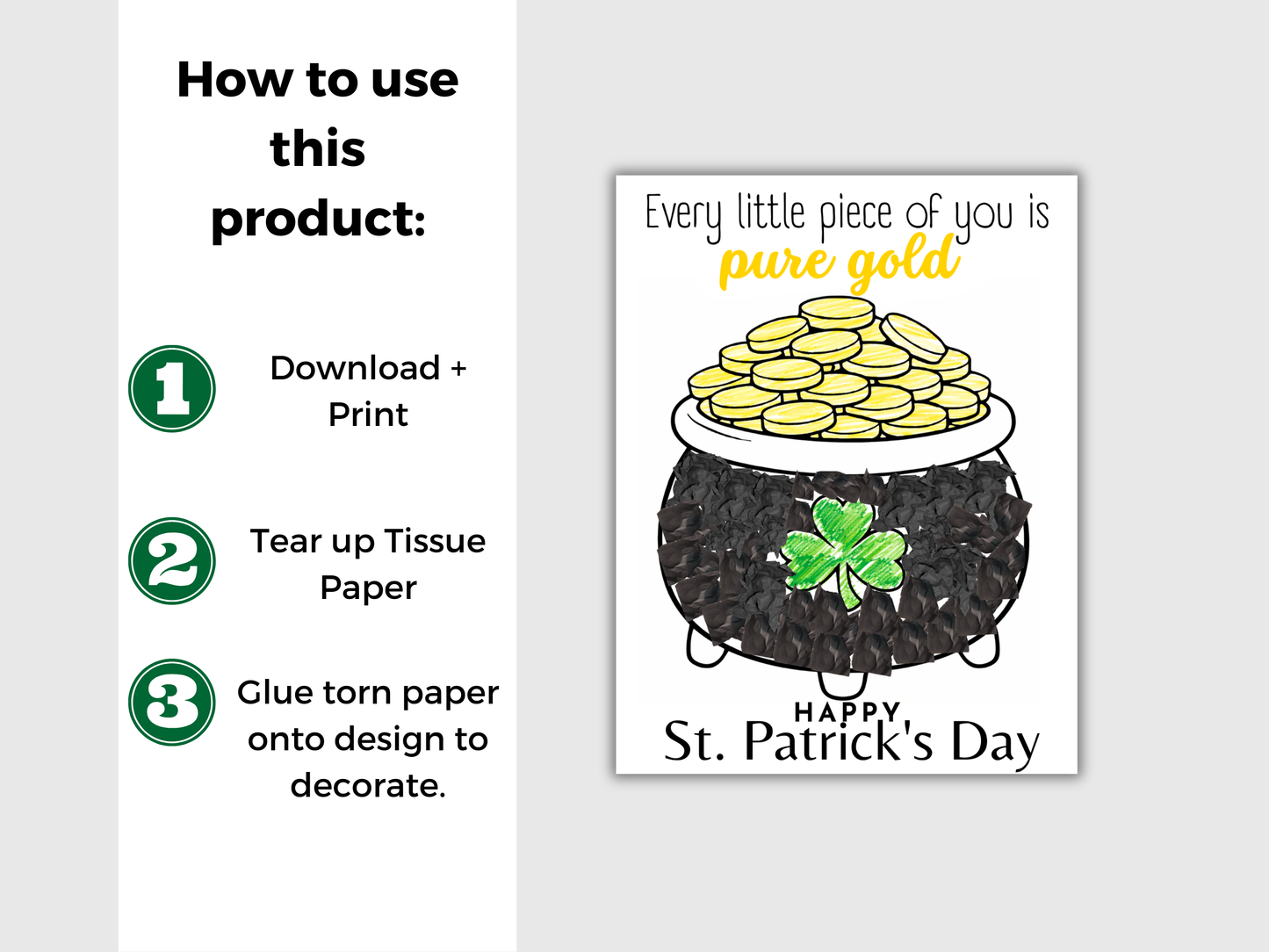 Pot of Gold St Patricks Day Torn Paper Craft