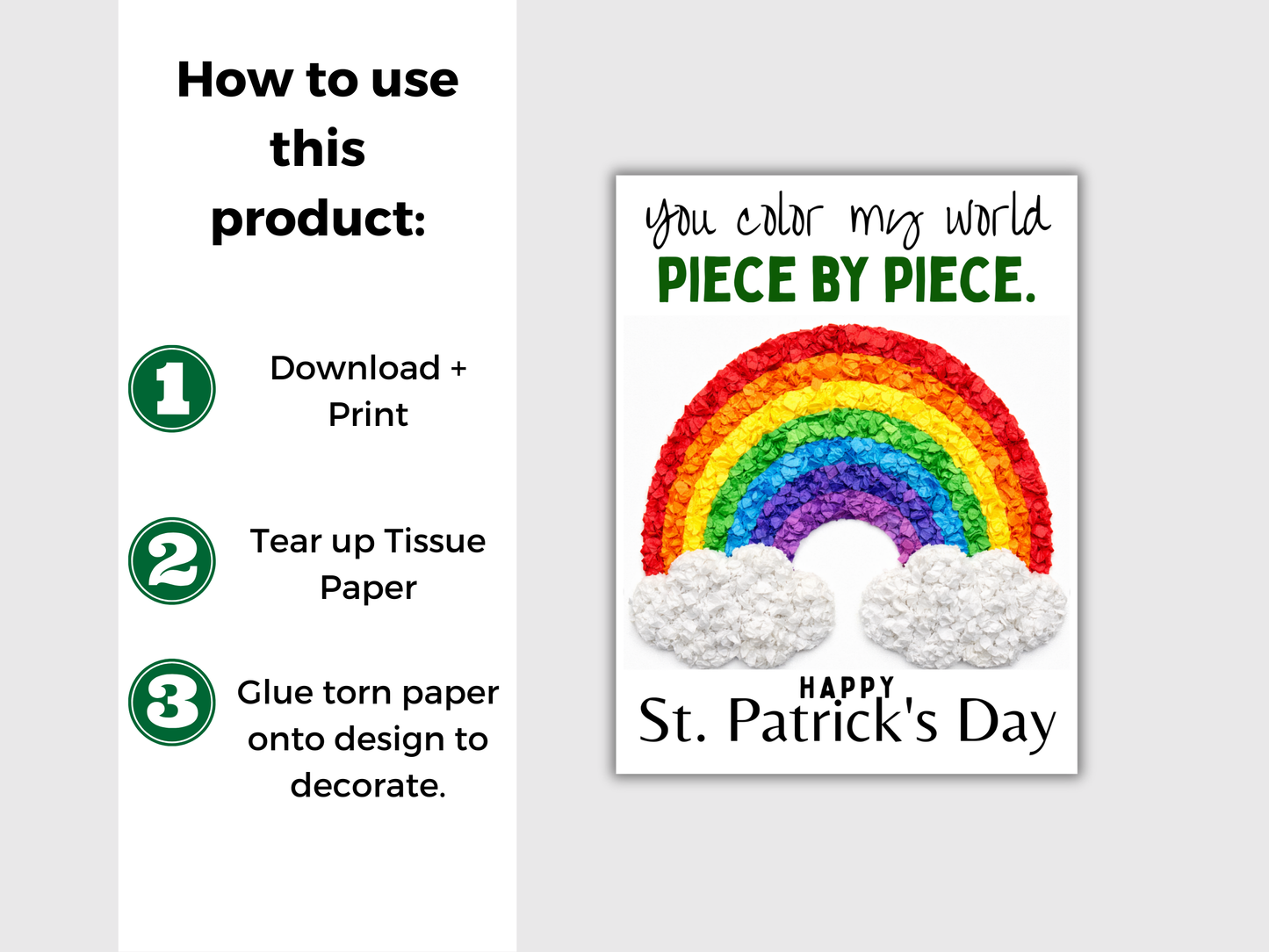 Rainbow St Patricks Day Torn Paper Craft