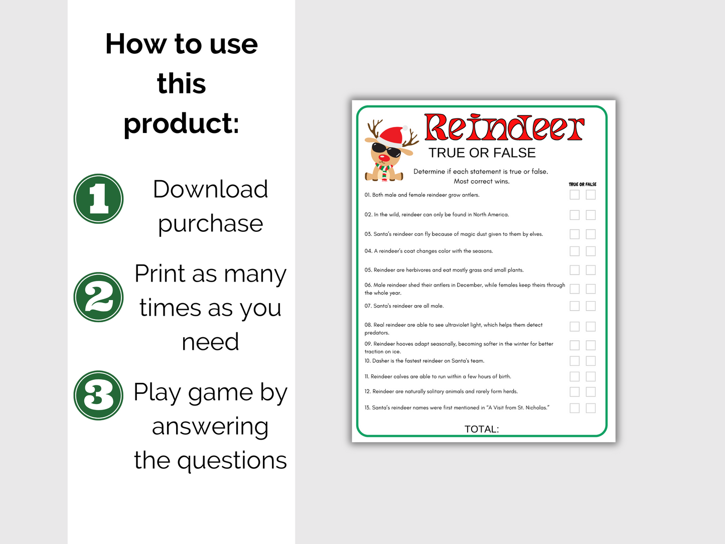 Reindeer True or False