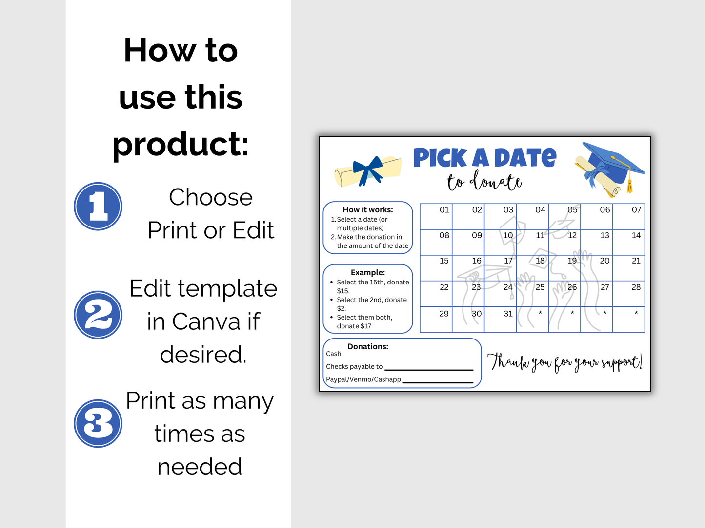 Editable Senior Class Pick A Date