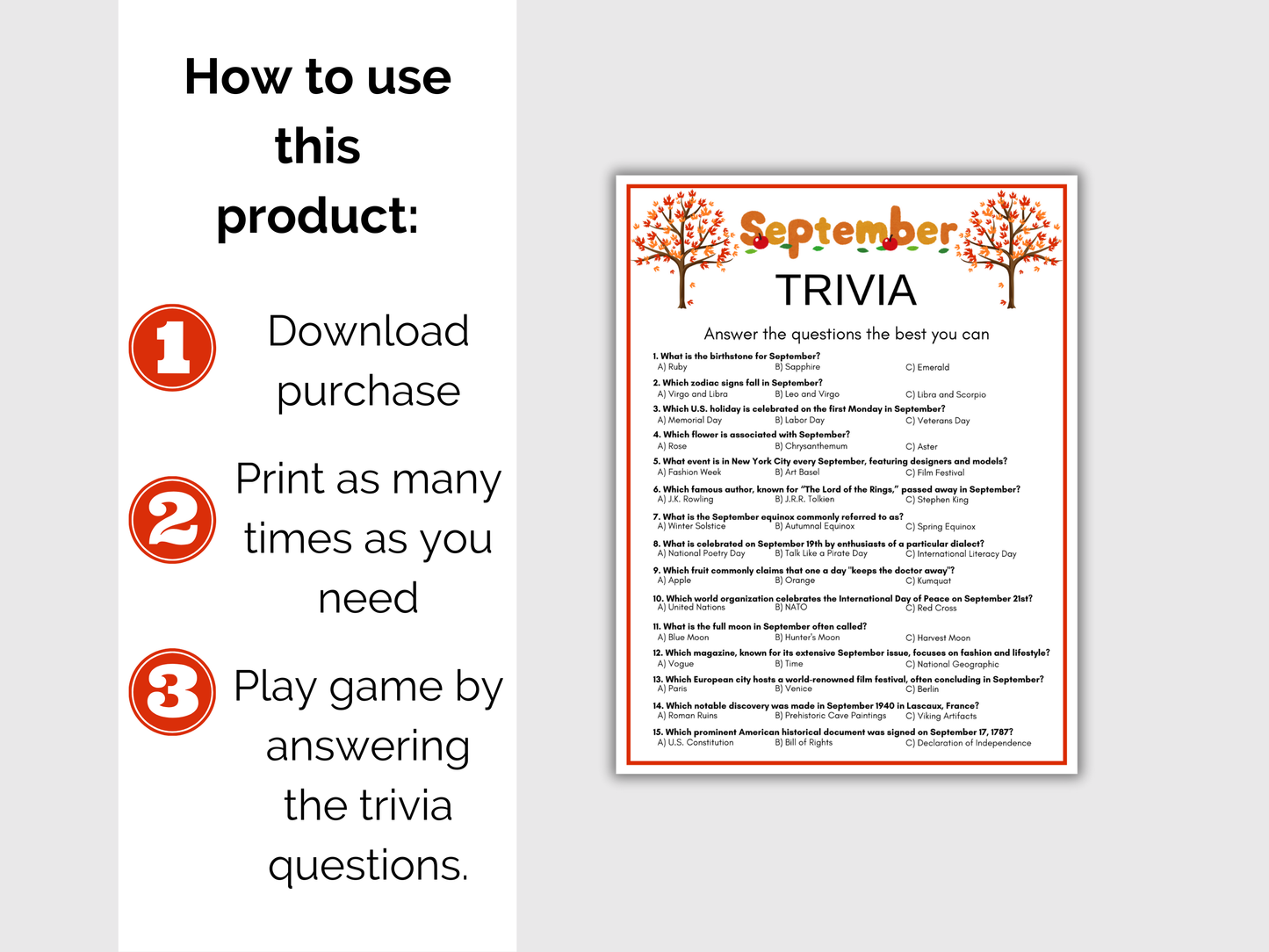 September Trivia Game