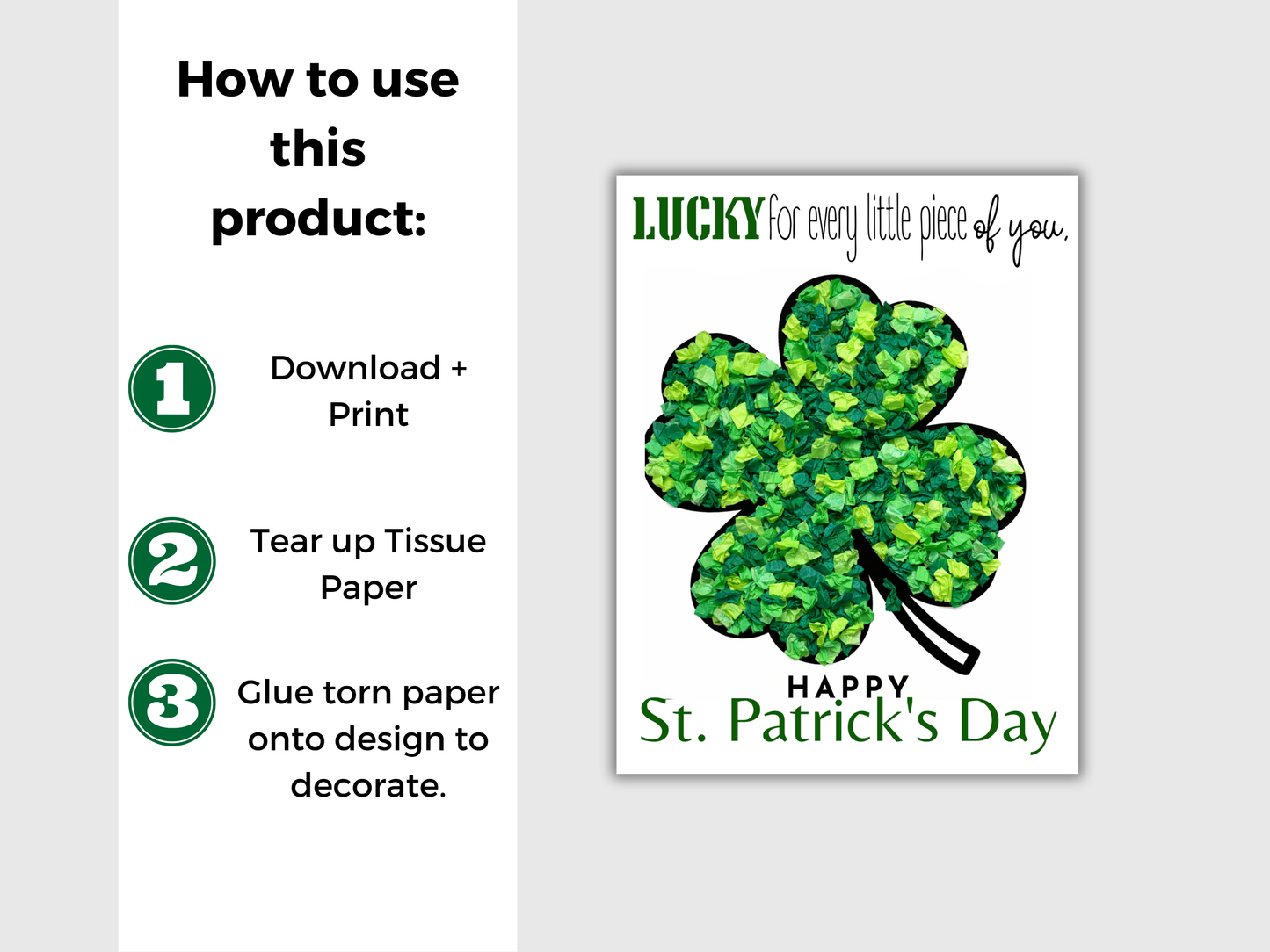 Shamrock St Patricks Day Torn Paper Craft