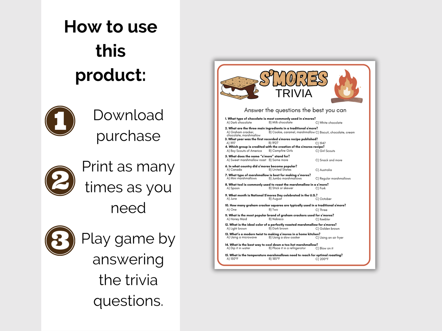 S'mores Trivia Game