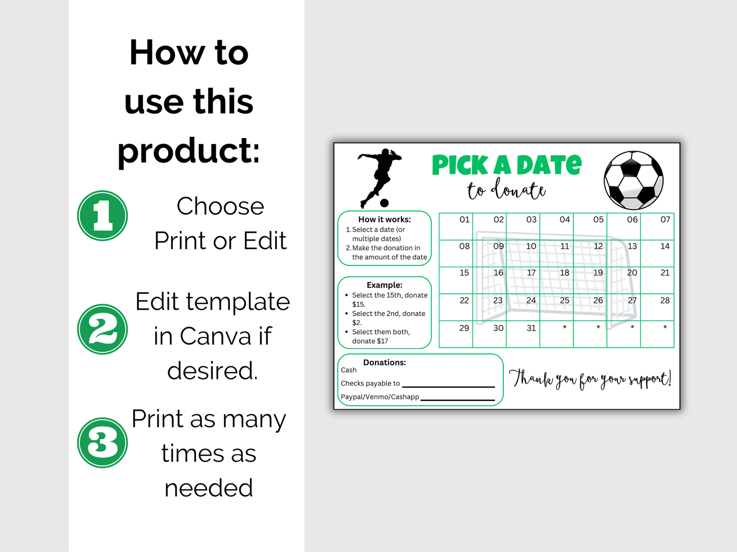 Editable Soccer Pick A Date