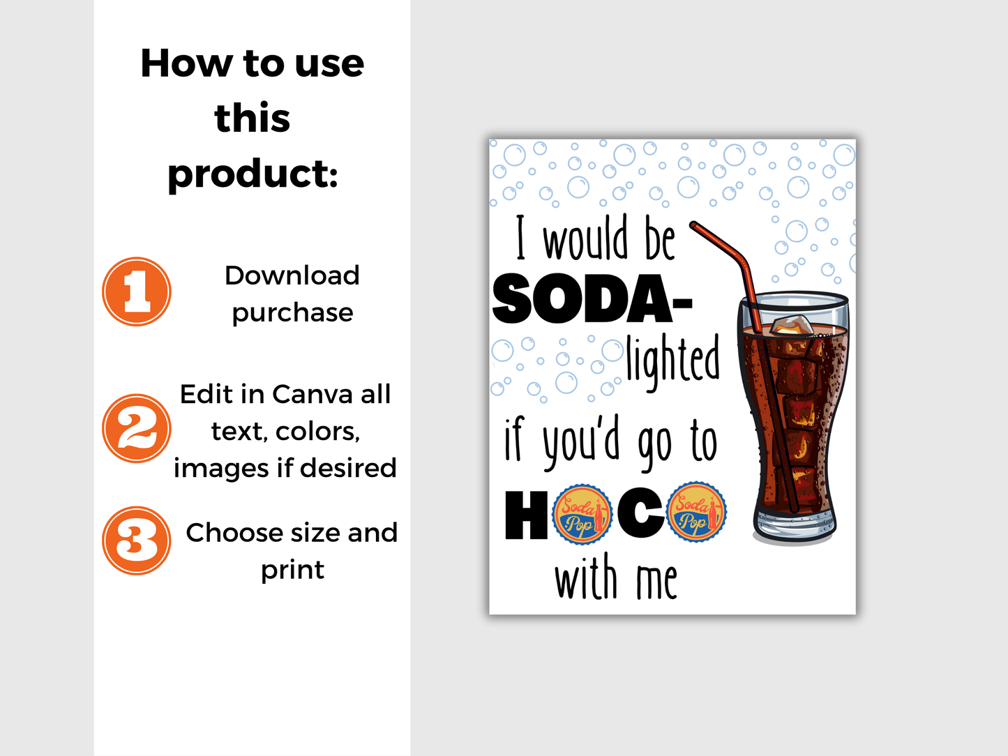 Printable Soda Homecoming Proposal Sign