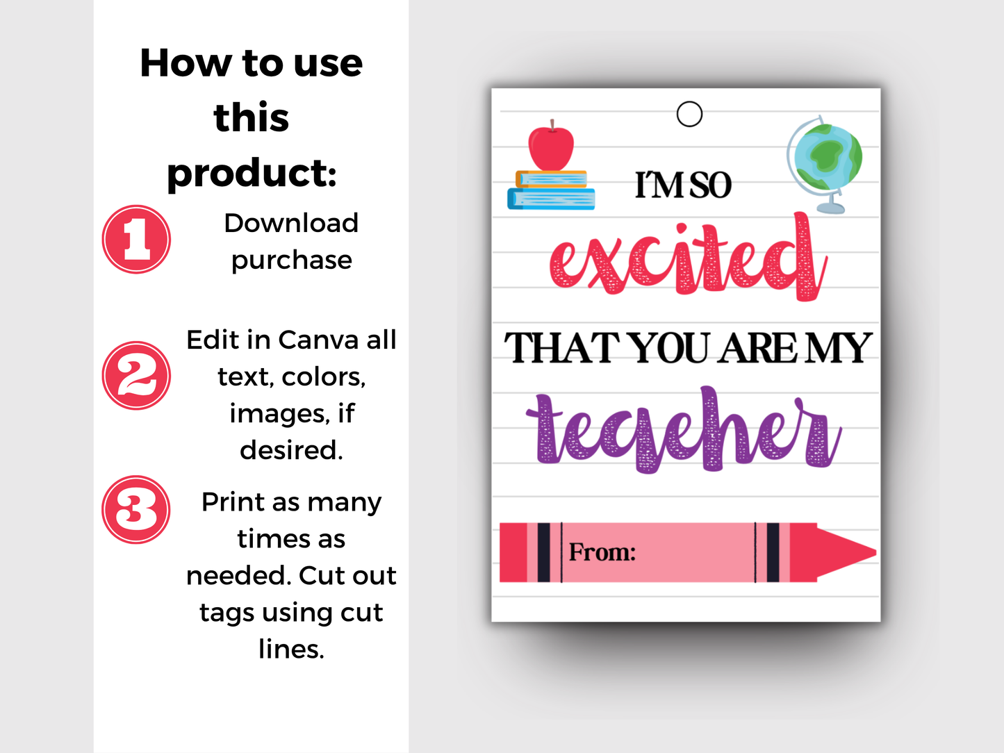 Editable First Day of School Teacher Gift Tag