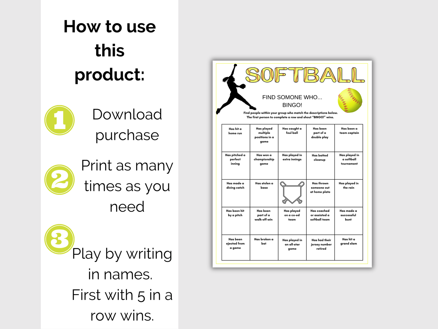 Softball Find Someone Who