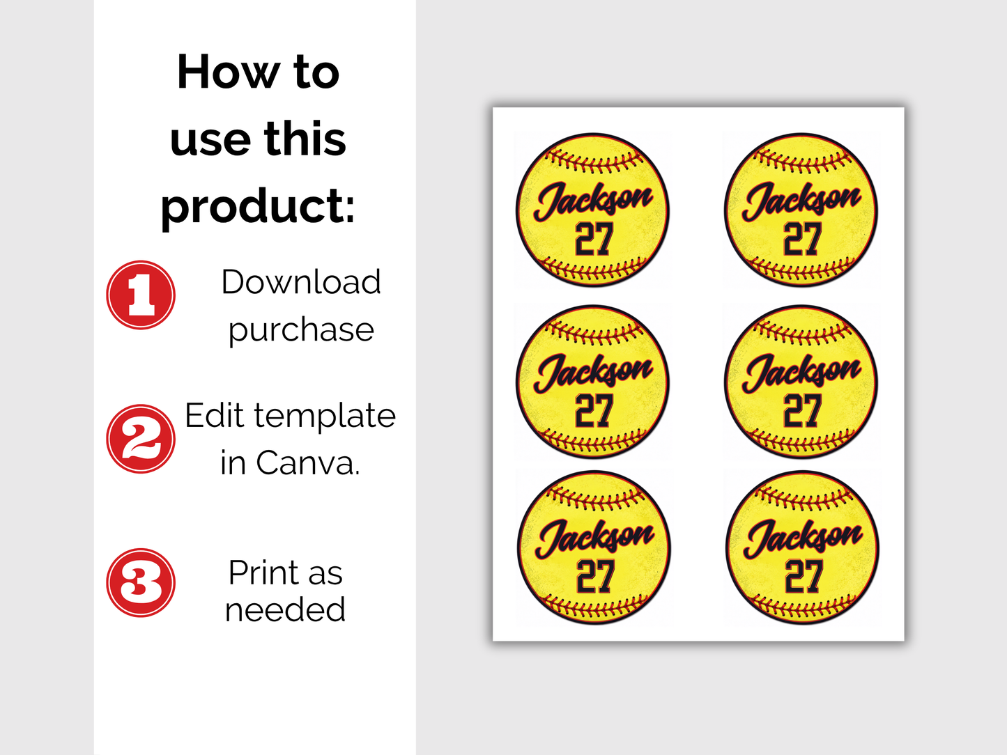 Editable Softball Name Tags Template