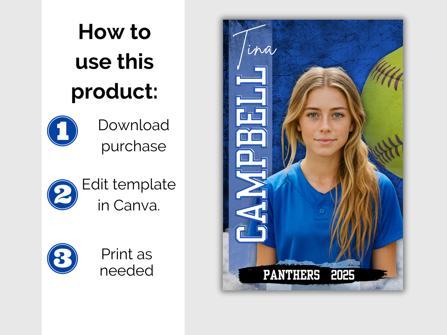 Editable Senior Softball Banner Template