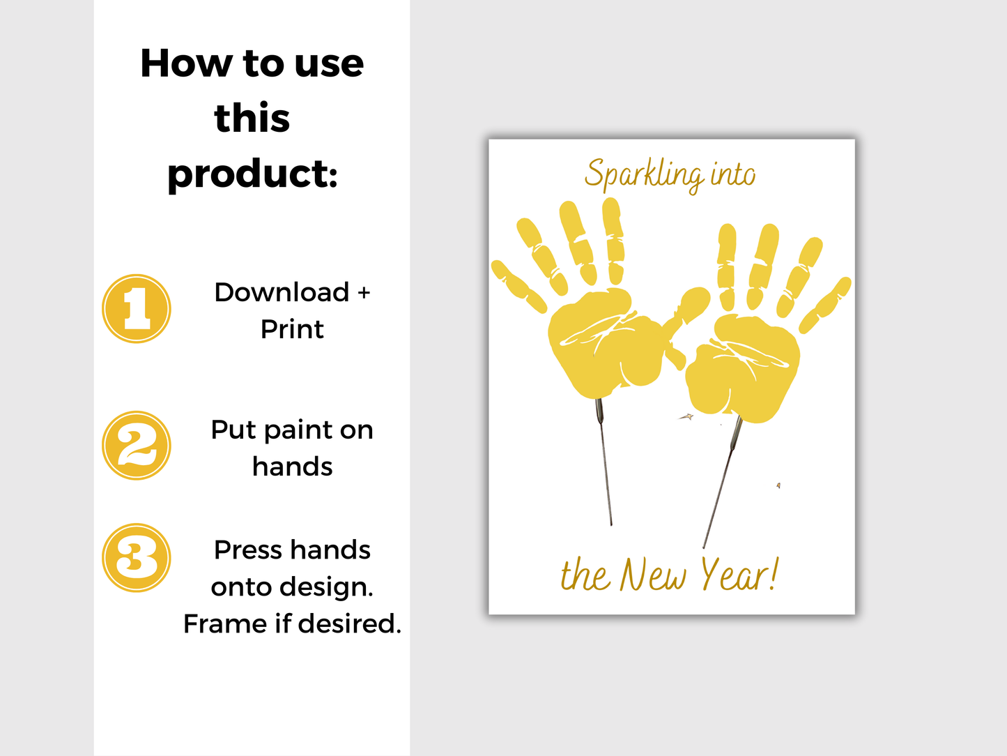 New Years Sparkler Handprint Art