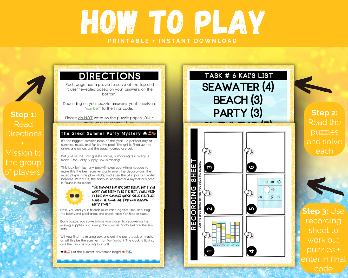 Summer Party Escape Room for Kids