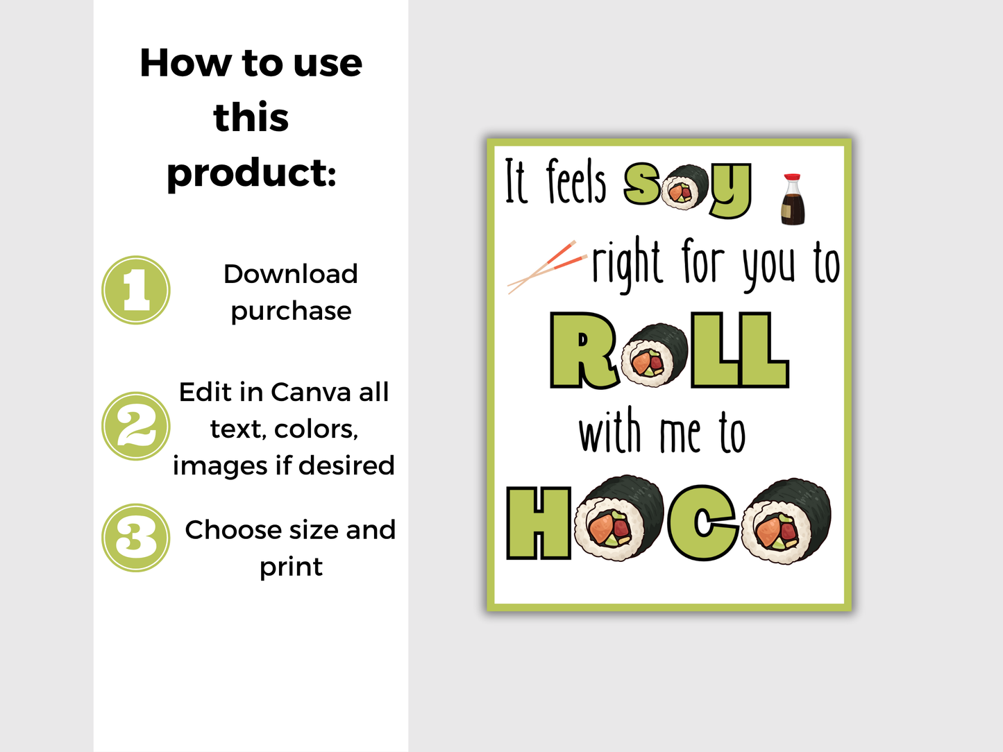Printable Sushi Homecoming Proposal Sign