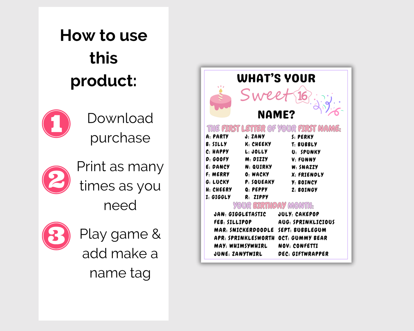 Sweet 16 Birthday Game Bundle