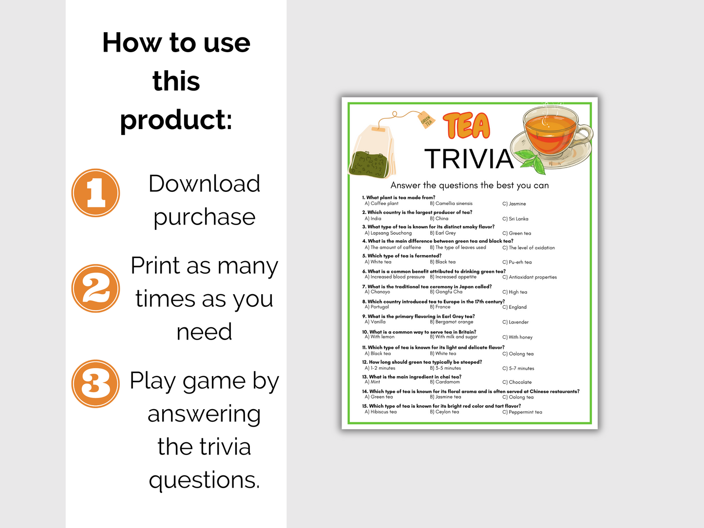 Tea Trivia Game