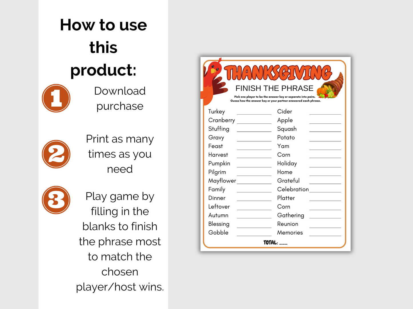 Thanksgiving Finish the Phrase