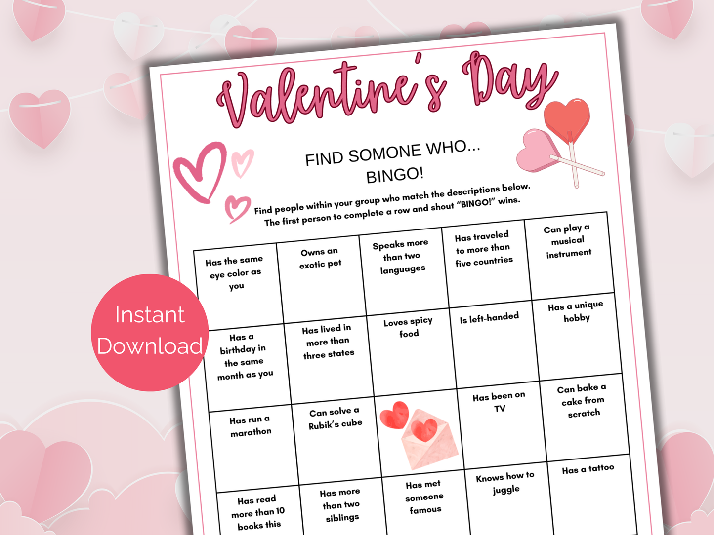 Valentines Find Someone Who