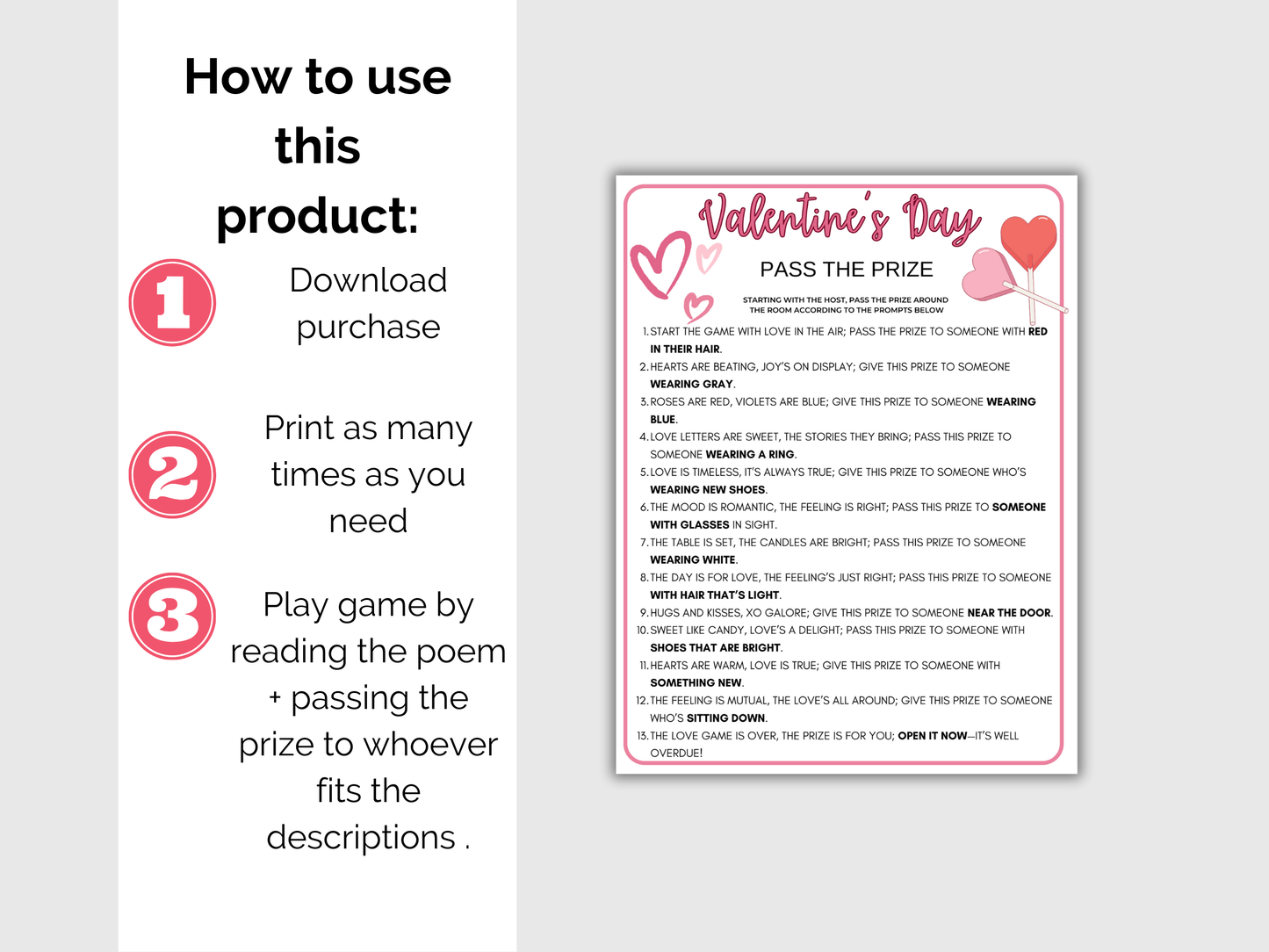 Valentines Pass the Prize