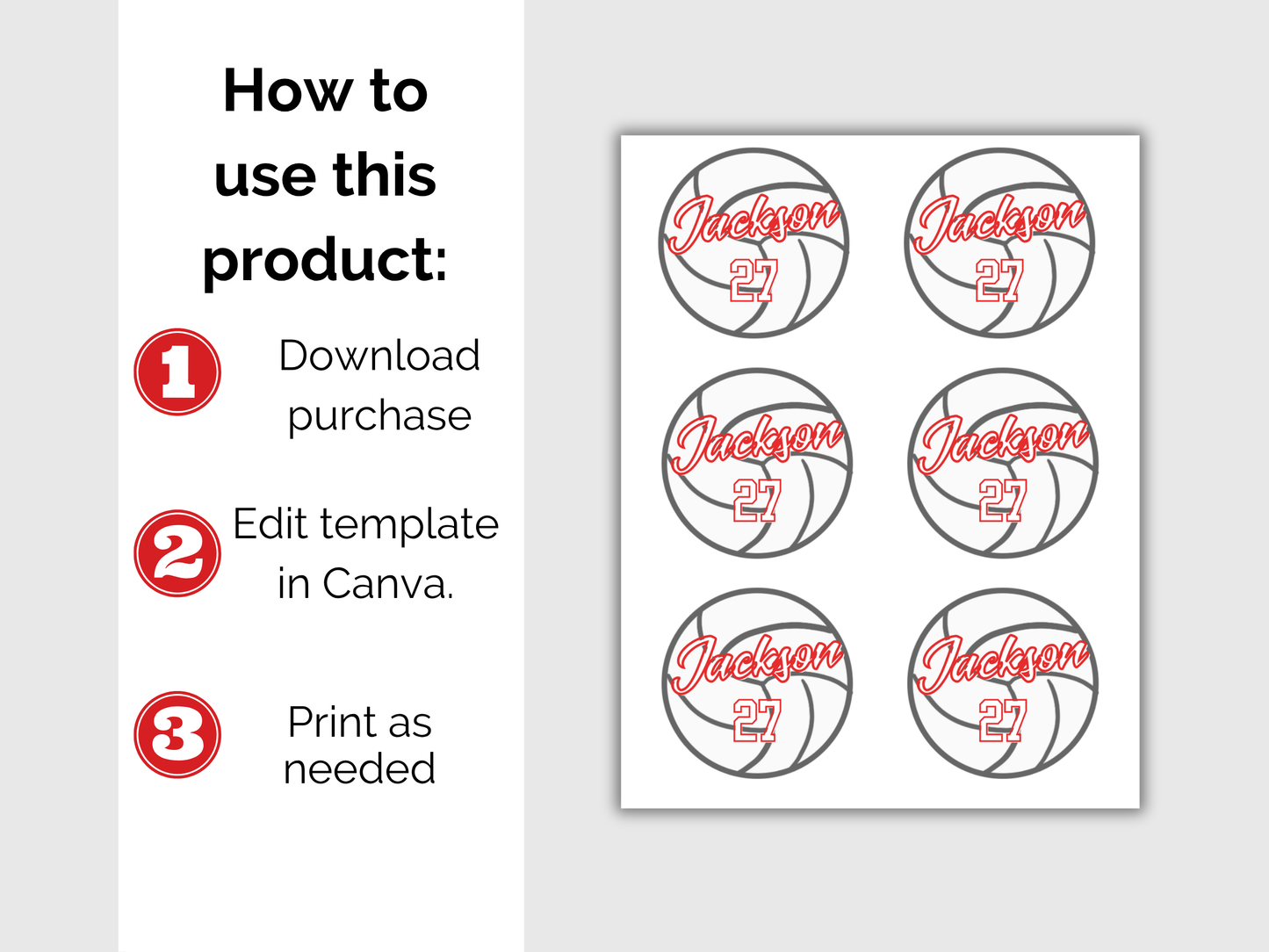 Editable Volleyball Name Tags Template