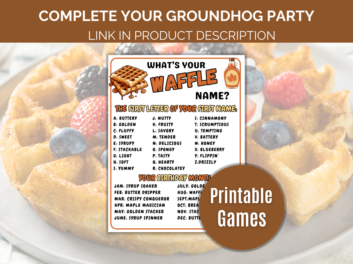 Waffle Trivia Game