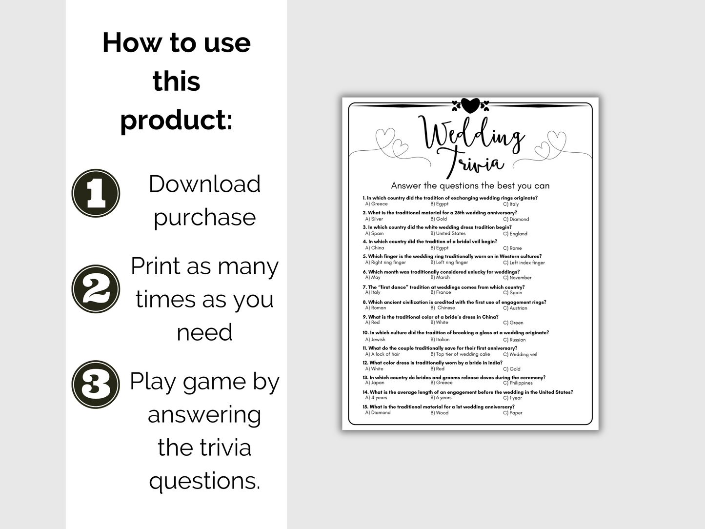 Wedding Trivia Game