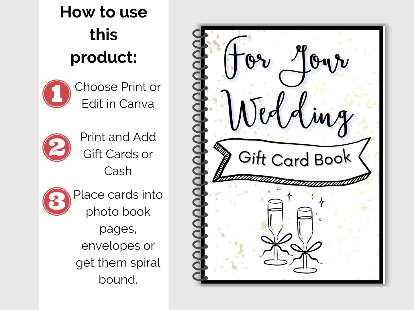 Wedding Gift Card Book Editable or Printable