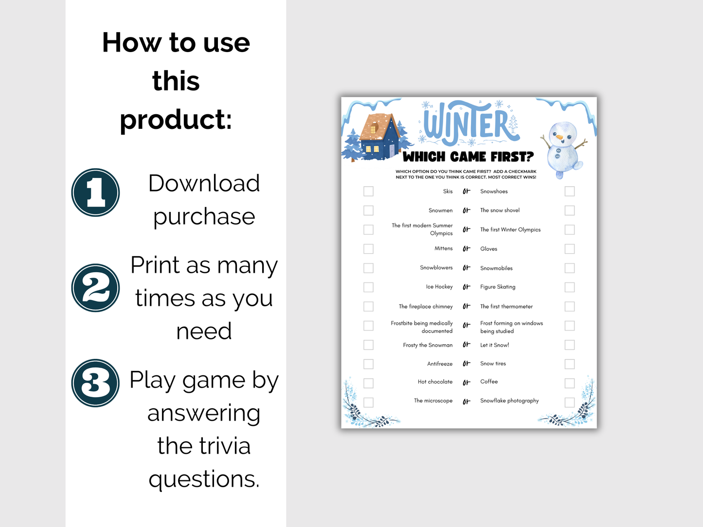 Winter Which Came First Game
