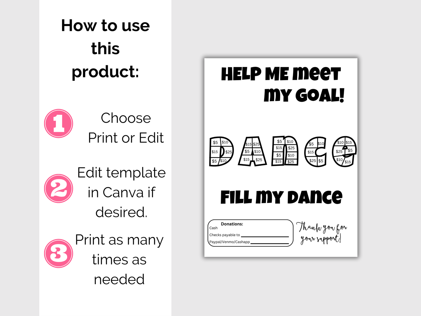 Editable Fill My Dance Fundraiser Template
