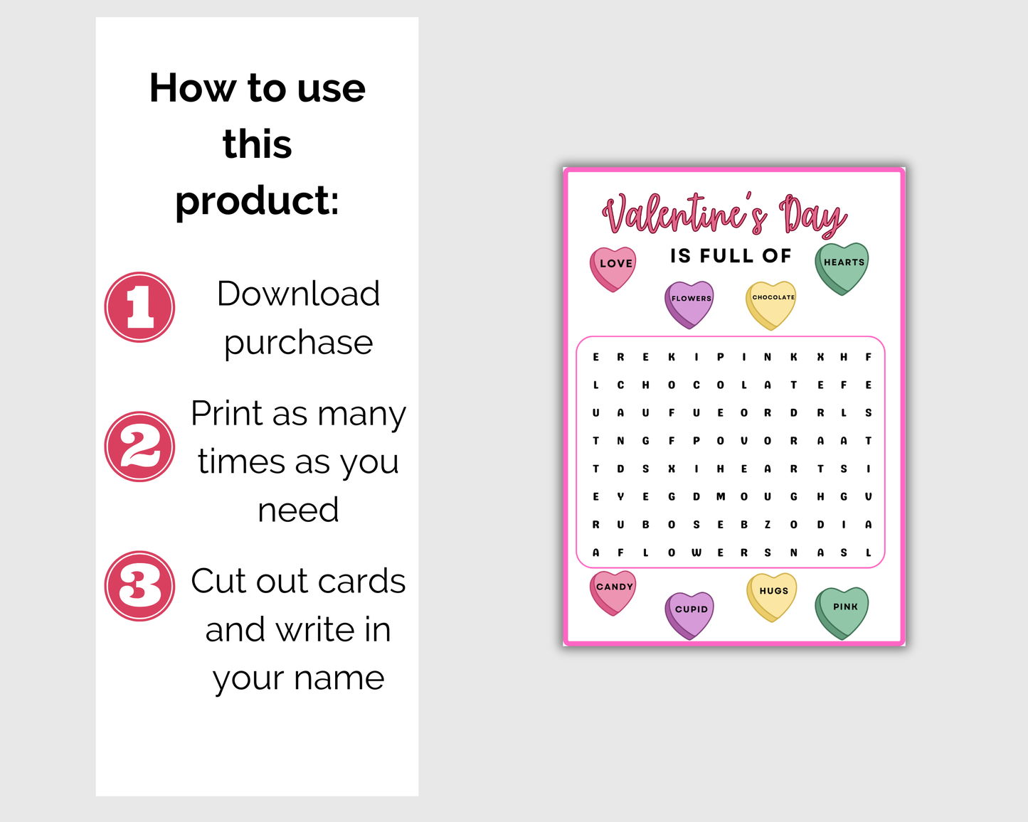Word Search Valentine Cards