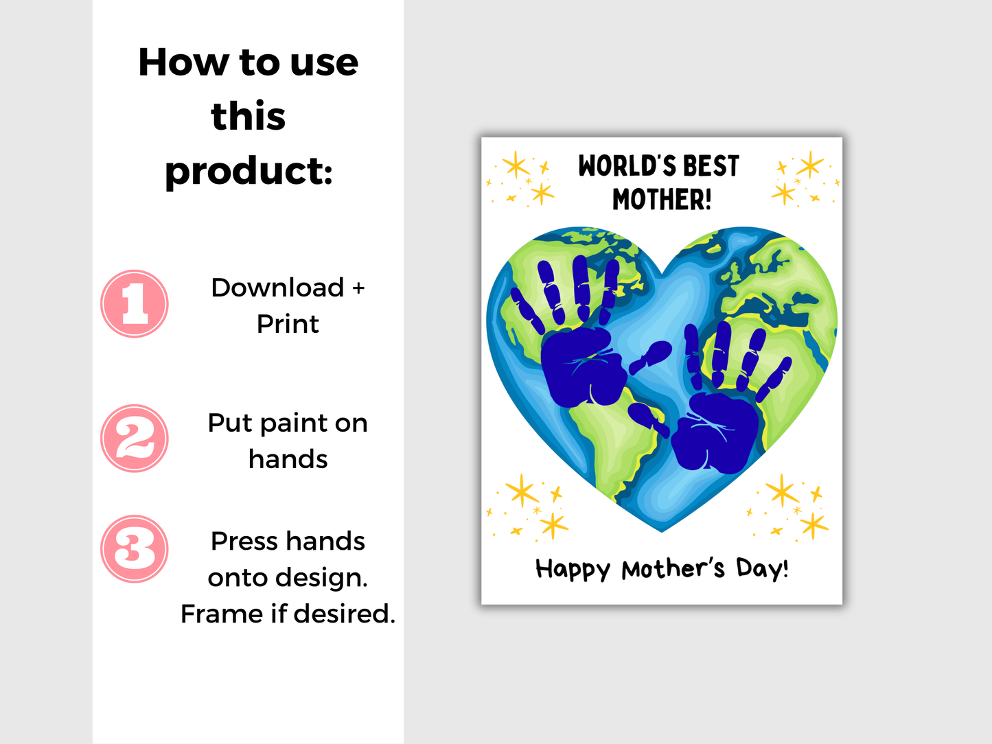 Happy Mothers Day World's Best Handprint Art