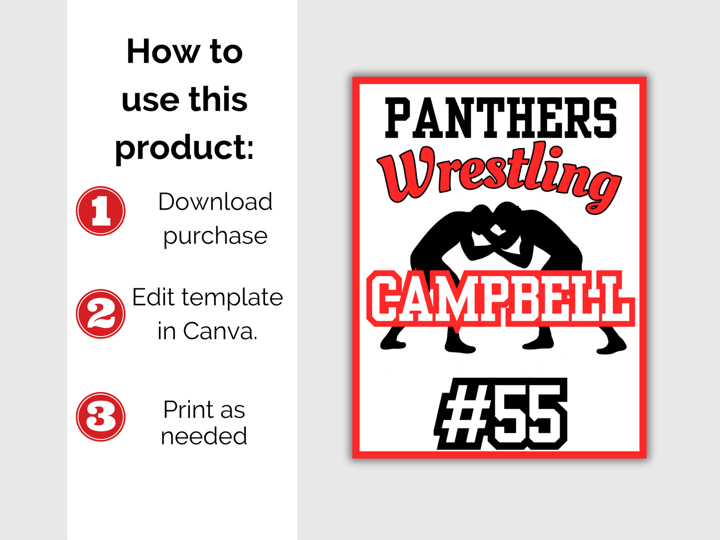 Editable Wrestling Locker Sign Template