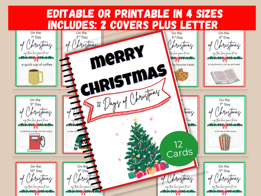 12 Days of Christmas Gift Card Book Editable