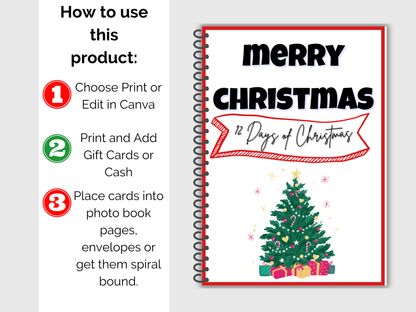12 Days of Christmas Gift Card Book Editable