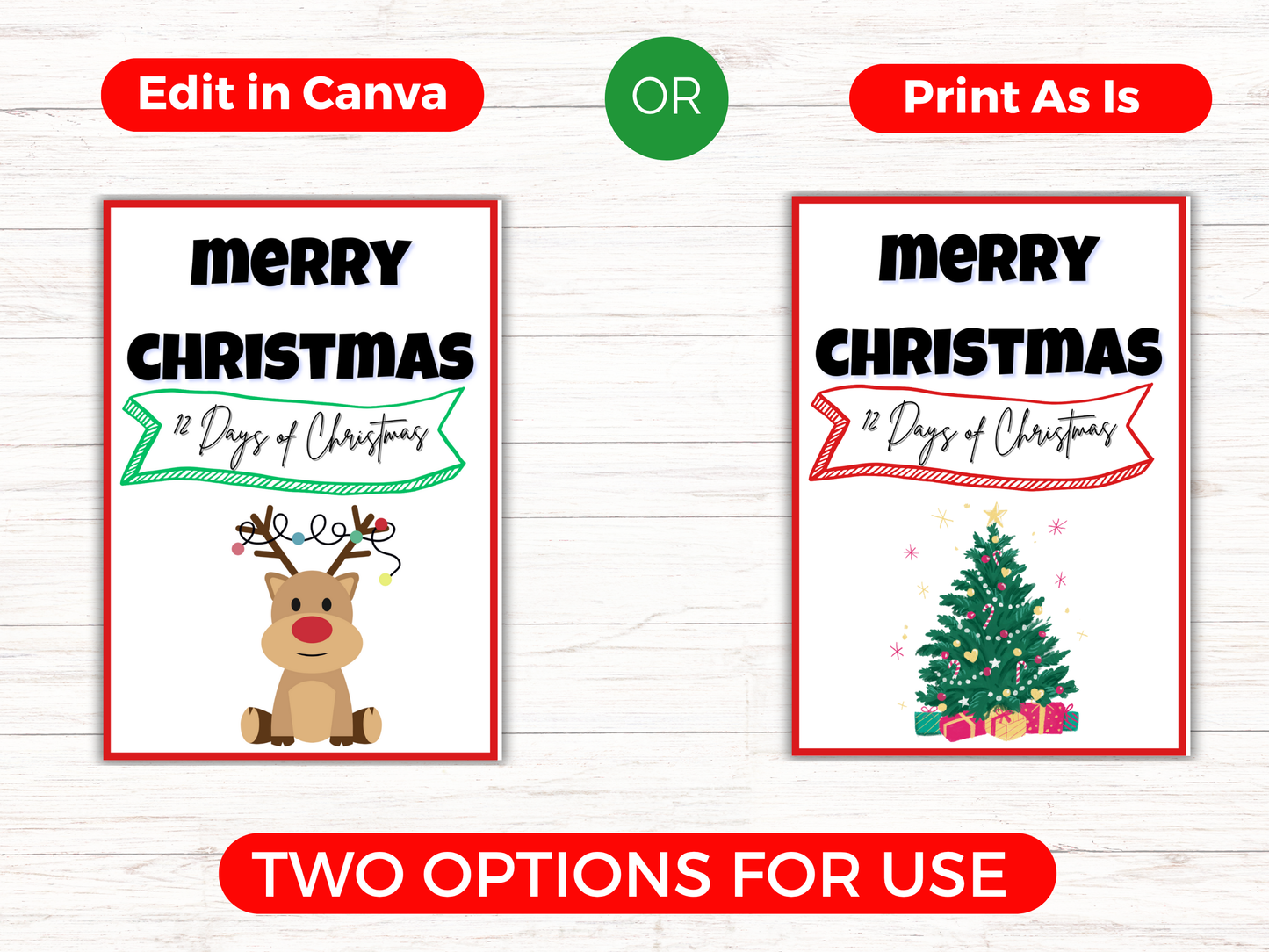 12 Days of Christmas Gift Card Book Editable