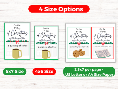 12 Days of Christmas Gift Card Book Editable