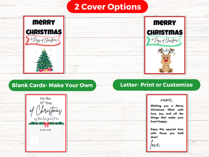 12 Days of Christmas Gift Card Book Editable