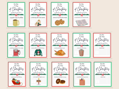 12 Days of Christmas Gift Card Book Editable