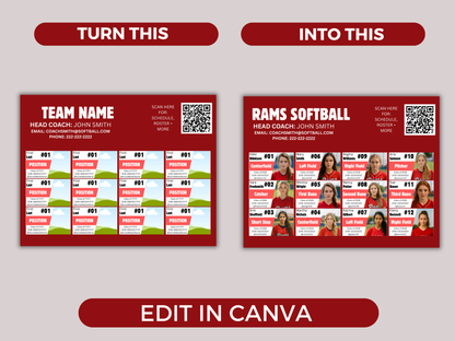 Editable 12 Player Team Roster Template