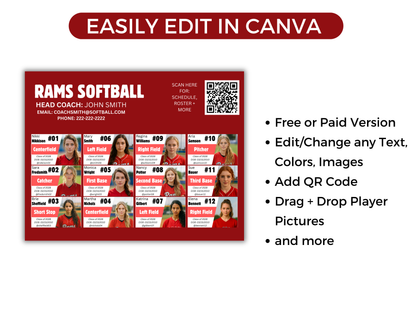 Editable 12 Player Team Roster Template