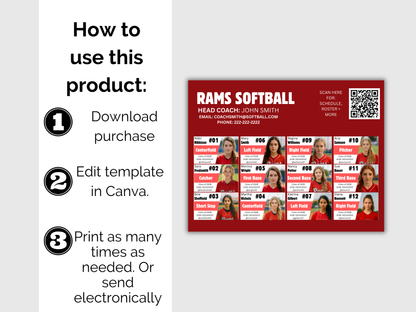 Editable 12 Player Team Roster Template
