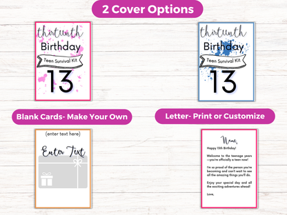 13th Birthday Gift Card Book Editable or Printable