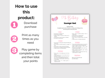 Editable 13th Birthday Scavenger Hunt