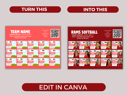 Editable 15 Player Team Roster Template