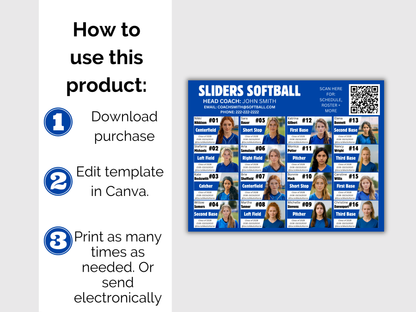 Editable 16 Player Team Roster Template