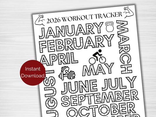 2026 Workout Tracker Coloring Page