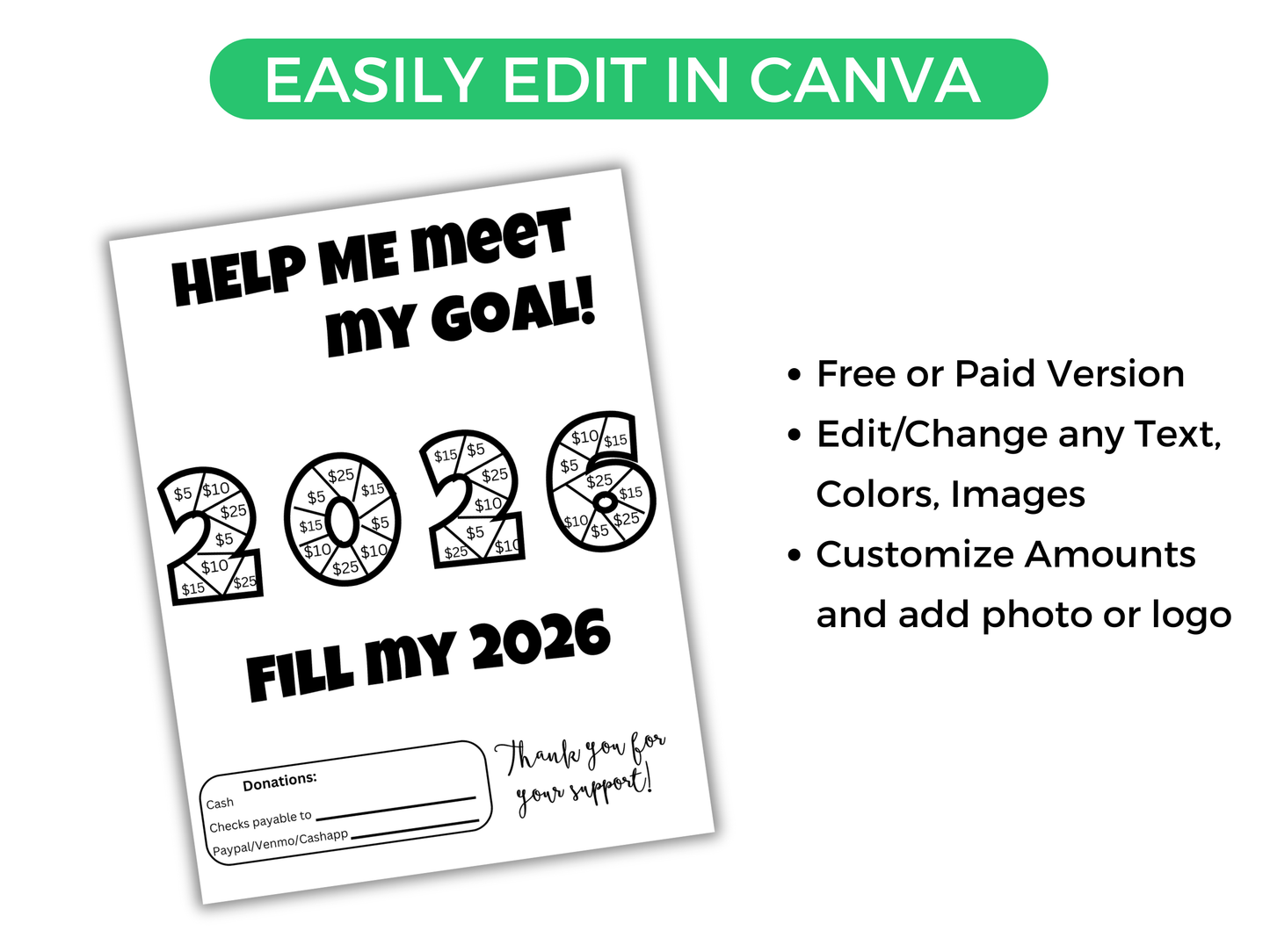 Editable Fill My 2026 Fundraiser Template