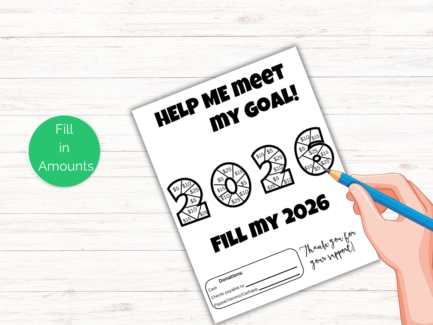 Editable Fill My 2026 Fundraiser Template
